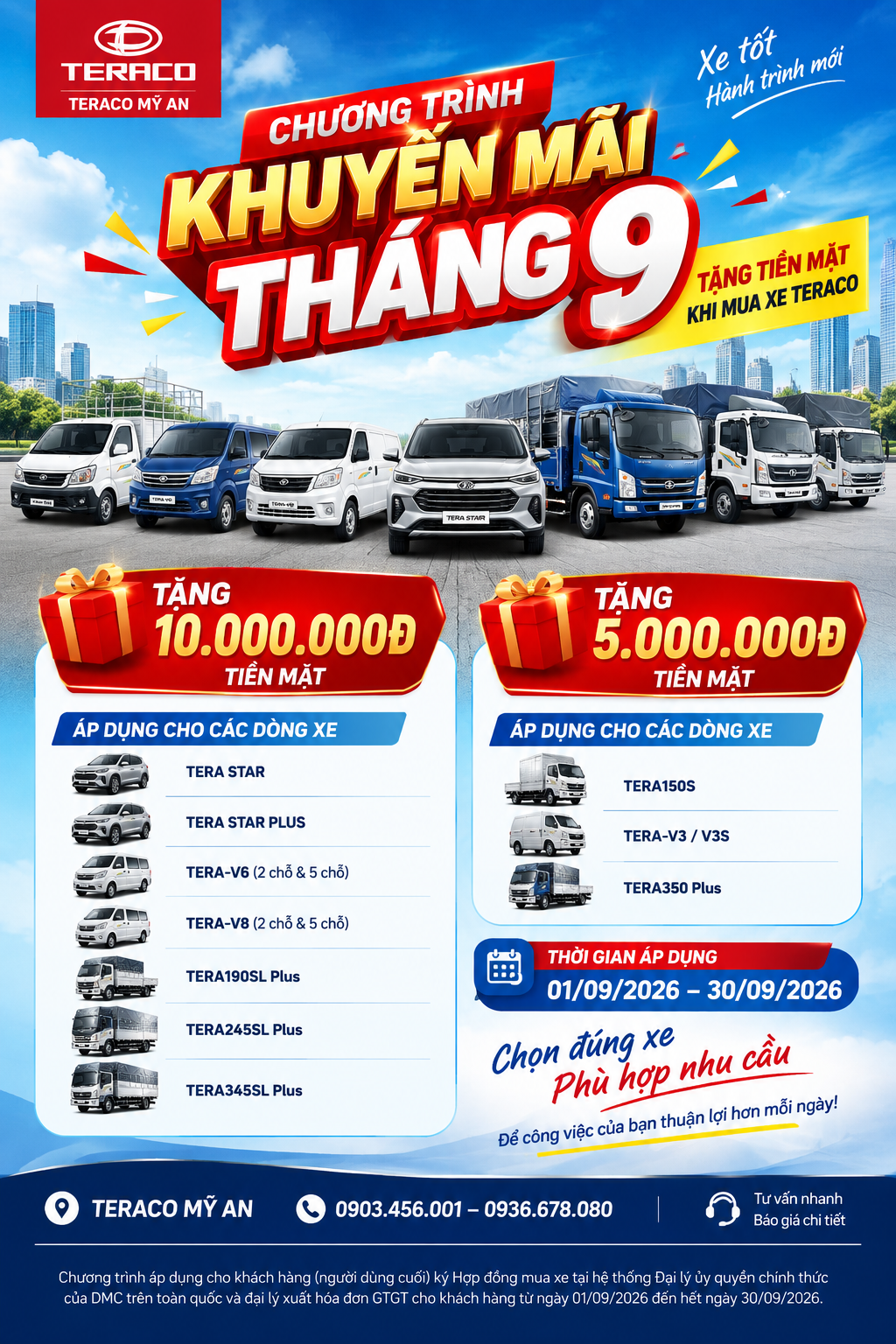 BÙNG NỔ ƯU ĐÃI XE TẢI TERACO THÁNG 9/2026
