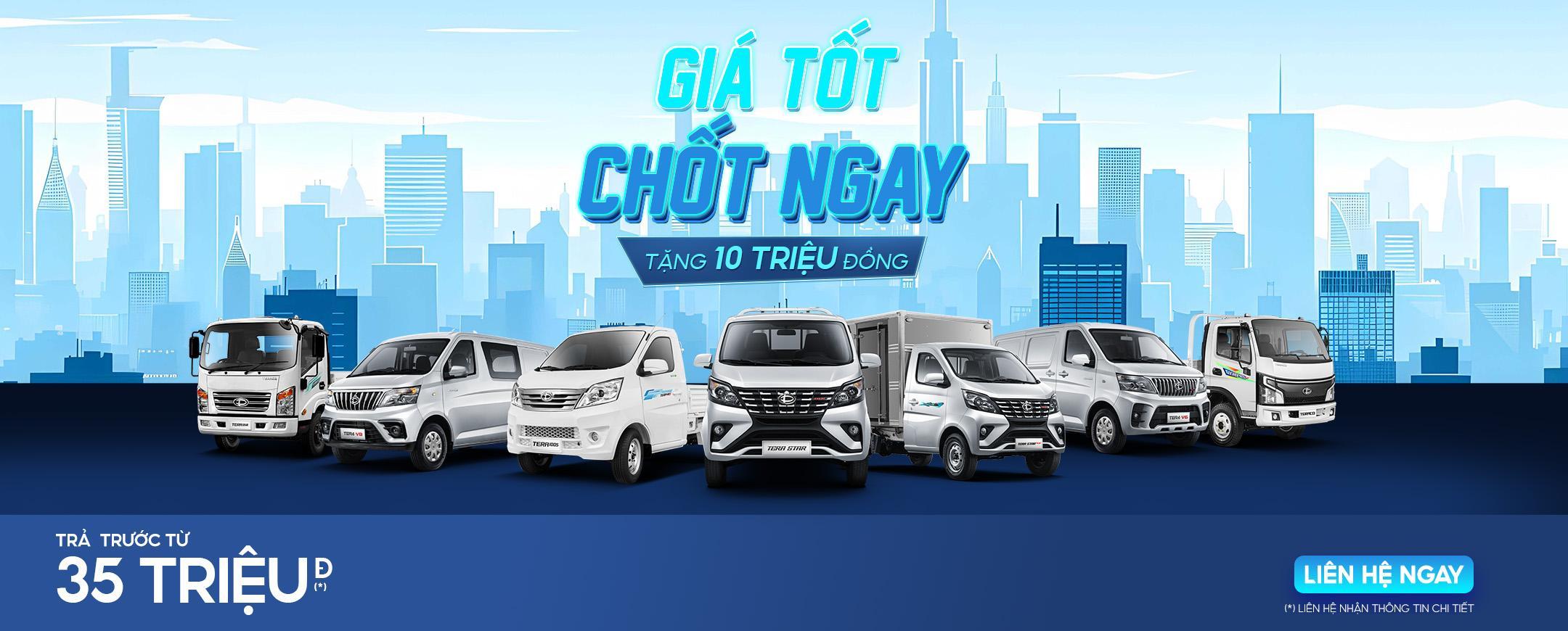 Daehan Motors tiếp tục ưu đãi lớn tặng tiền mặt lên đến 10.000.000 đồng cho khách hàng mua các dòng xe tải nhẹ và tải van Teraco trong tháng 11/2025. 